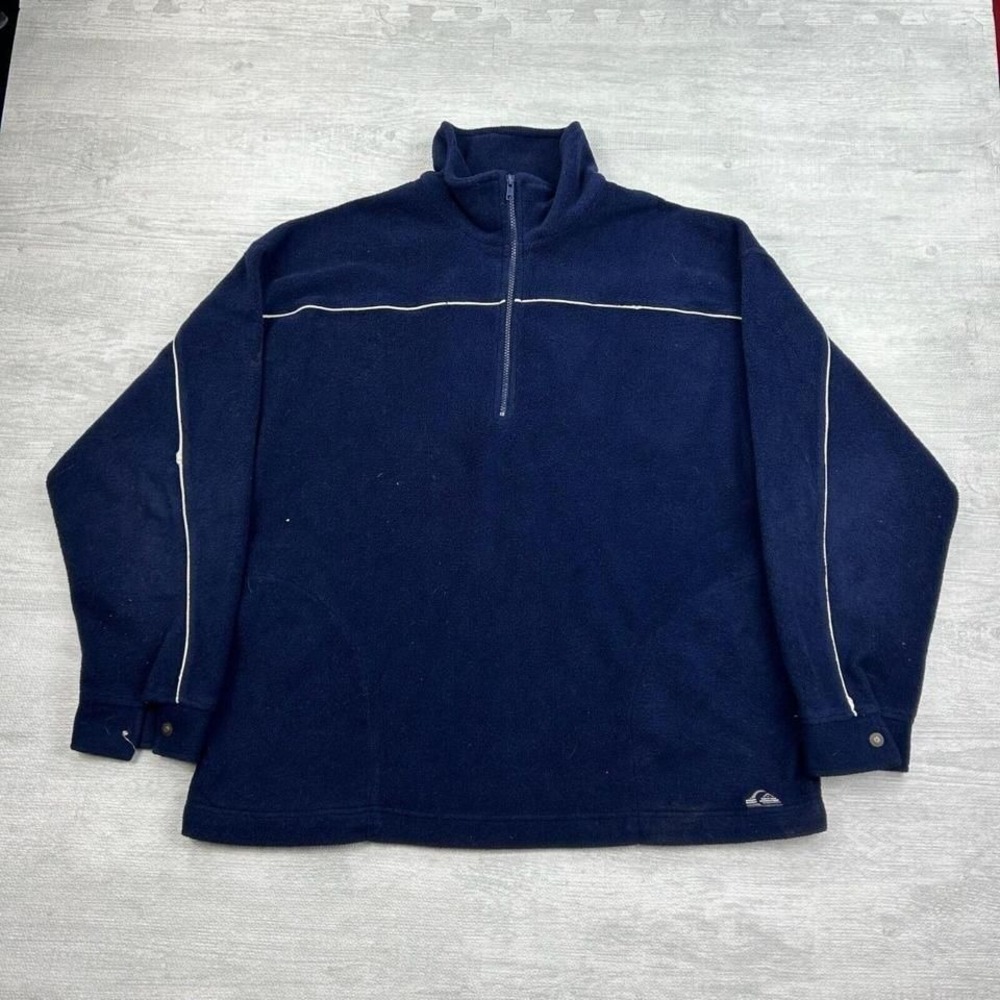 Vintage Quiksilver Jacket Adult XL Navy Blue Fleece 1/4‎ Zip Pockets Mock Neck